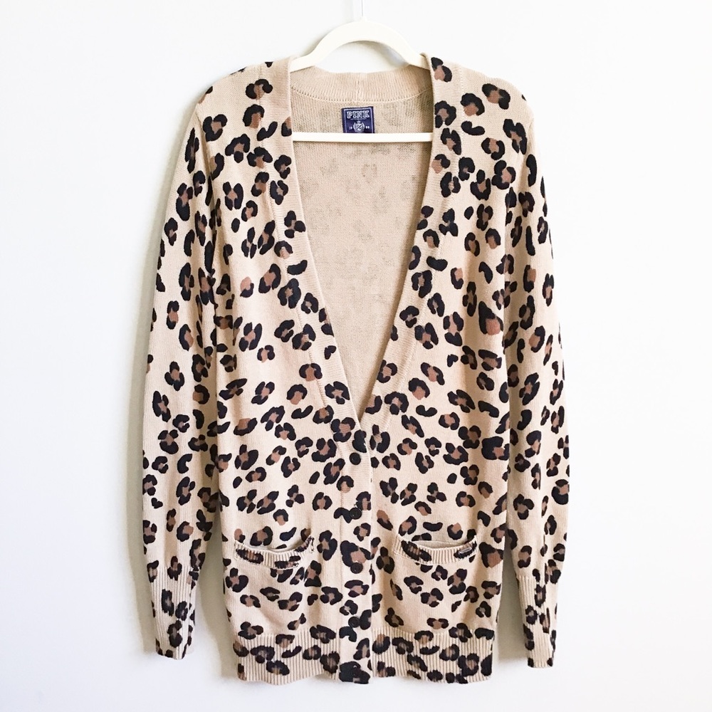 VS PINK Long Leopard Print Cardigan
